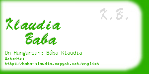 klaudia baba business card